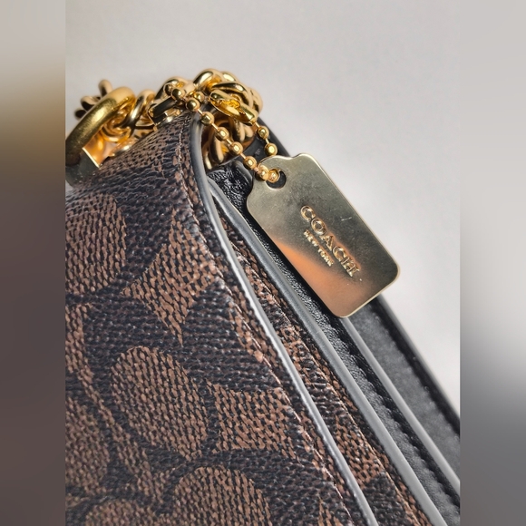 IMXAQ NWT Coach Black and Brown Women's Bag Brown Suede Inside W/ Dustbag - Picture 7 of 11